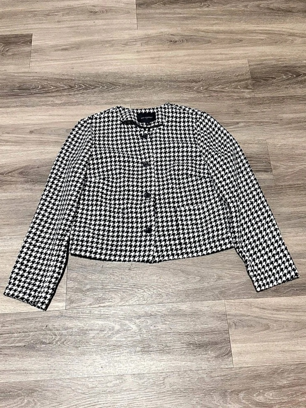 Banana Republic Houndstooth Cropped Jacket in Black & White Size 16 Like New